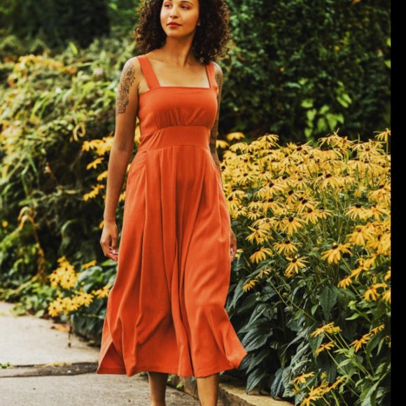 Allison Wonderland Sunset Dress Empire Waist Red/Orange Size 4 - Picture 2 of 4